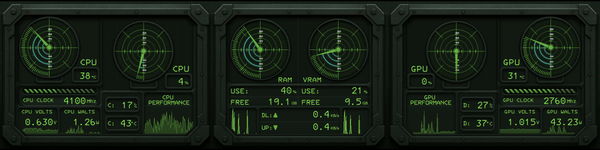 AIDA64 Skin Radar Command HUD 1920x480 - AIDA Skins