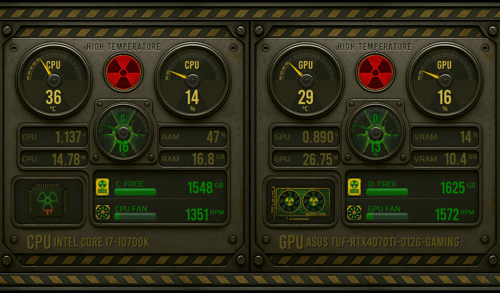 AIDA64 Skin Radiation Protocol HUD 1024x600 - AIDA Skins