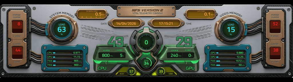 AIDA64 Skin Ragedrive System HUD 2560x720 - AIDA Skins