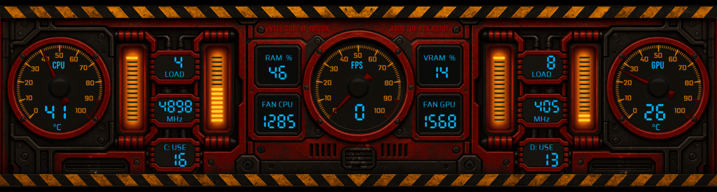 AIDA64 Skin Reactor Control HUD 1920x515 - AIDA Skins