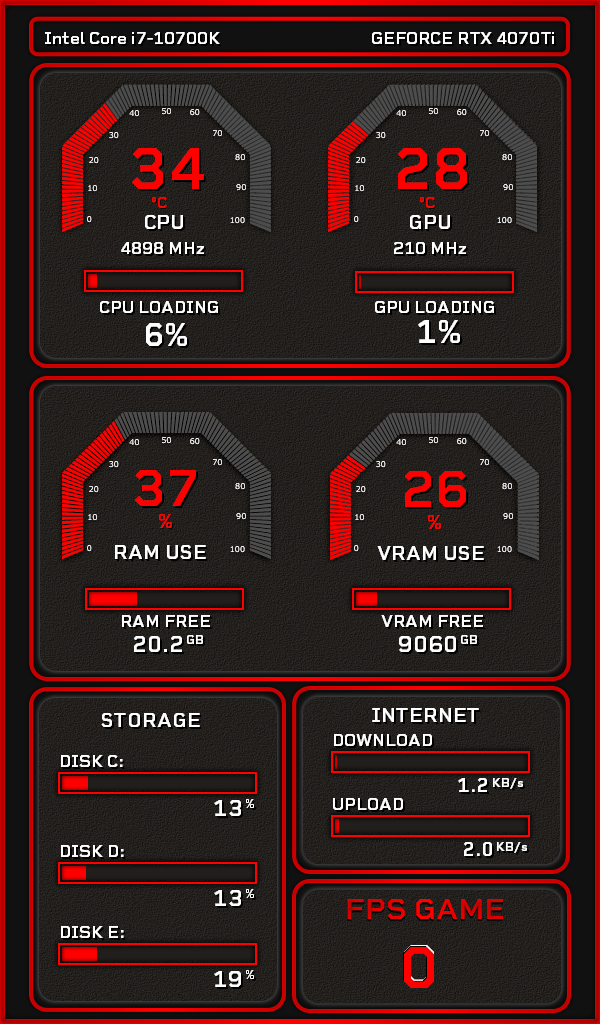 AIDA64 Skin Red Graphite HUD 600x1024 - AIDA Skins