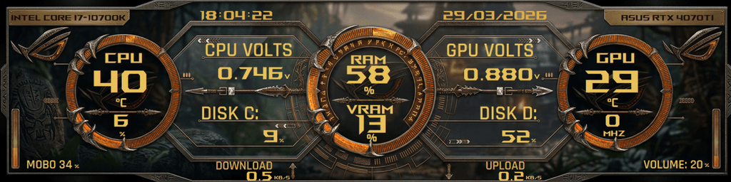 AIDA64 Skin Runic Republic HUD 1920x480 - AIDA Skins