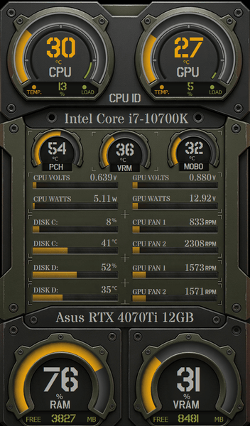 AIDA64 Skin Rust Engine HUD 600x1024 - AIDA Skins