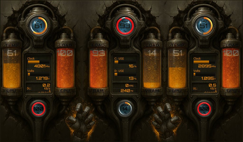AIDA64 Skin Rustborn Reactor HUD 1024x600 - AIDA Skins