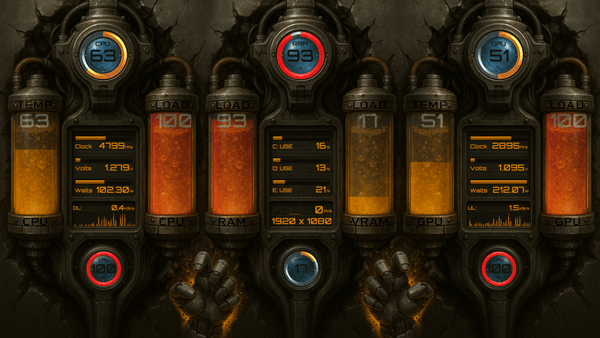 AIDA64 Skin Rustborn Reactor HUD 1920x1080 - AIDA Skins