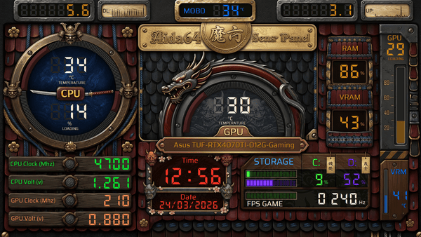 AIDA64 Skin Samurai Core HUD 1920x1080 - AIDA Skins