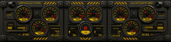 AIDA64 Skin SentinelCam HUD 1920x480 - AIDA Skins
