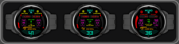 AIDA64 Skin Smart Watch Face HUD 1920x480 - AIDA Skins