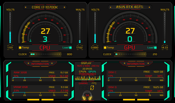 AIDA64 Skin Solar Radiance HUD 1024x600 - AIDA Skins