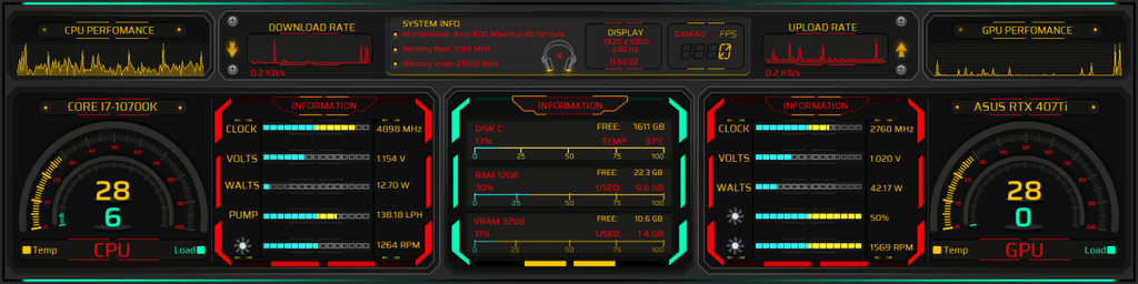 AIDA64 Skin Solar Radiance HUD 1920x480 - AIDA Skins