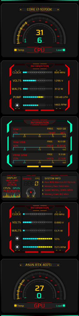 AIDA64 Skin Solar Radiance HUD 480x1920 - AIDA Skins