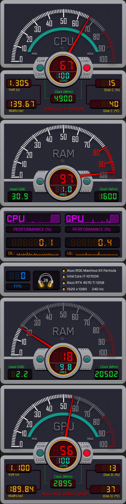 AIDA64 Skin SpeedCore HUD 480x1920 - AIDA Skins