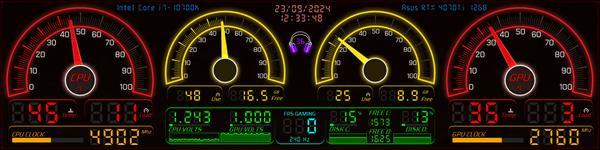 AIDA64 Skin SpeedLink Monitor HUD 1920x480 - AIDA Skins