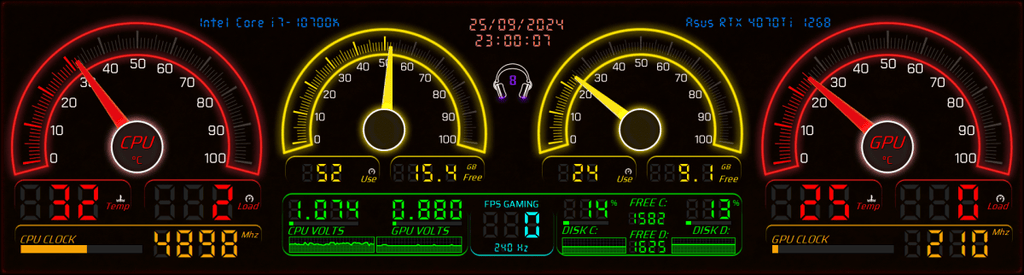 AIDA64 Skin SpeedLink Monitor HUD 1920x515 - AIDA Skins