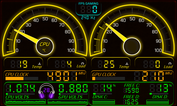 AIDA64 Skin SpeedLink Monitor HUD 800x480 - AIDA Skins