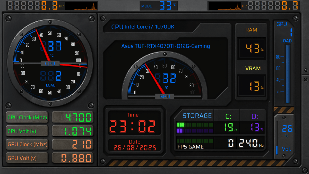 AIDA64 Skin SteelCore Monitor HUD 1920x1080 - AIDA Skins | AIDA Skins