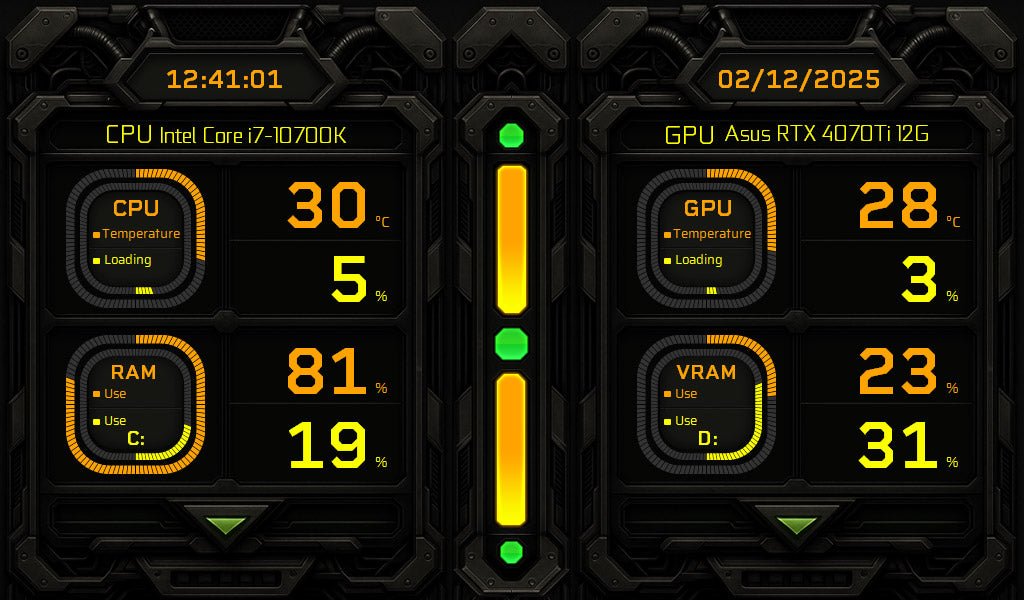 AIDA64 Skin SteelFrame HUD 1024x600 - AIDA Skins
