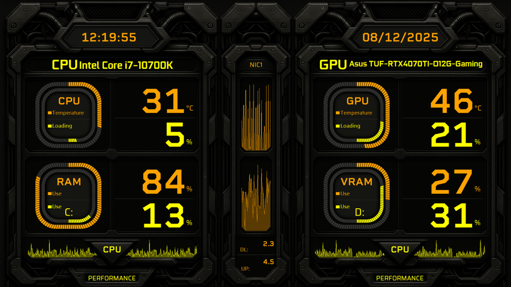 AIDA64 Skin SteelFrame HUD 1920x1080 - AIDA Skins