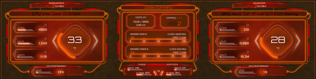 AIDA64 Skin Stellar Interface HUD 1920x480 - AIDA Skins