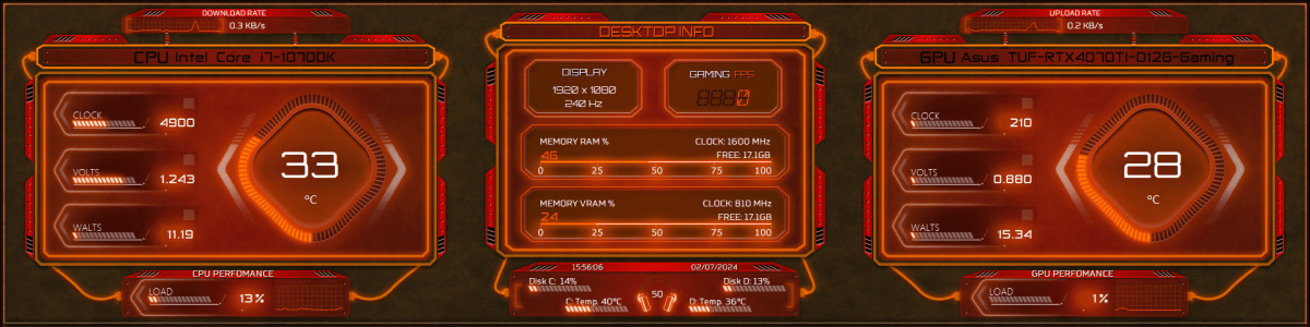 AIDA64 Skin Stellar Interface HUD 1920x480 - AIDA Skins | AIDA Skins