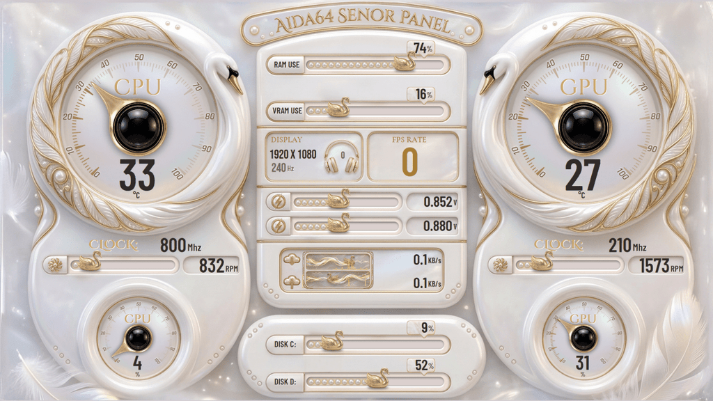 AIDA64 Skin Swan Core HUD 1920x1080 - AIDA Skins