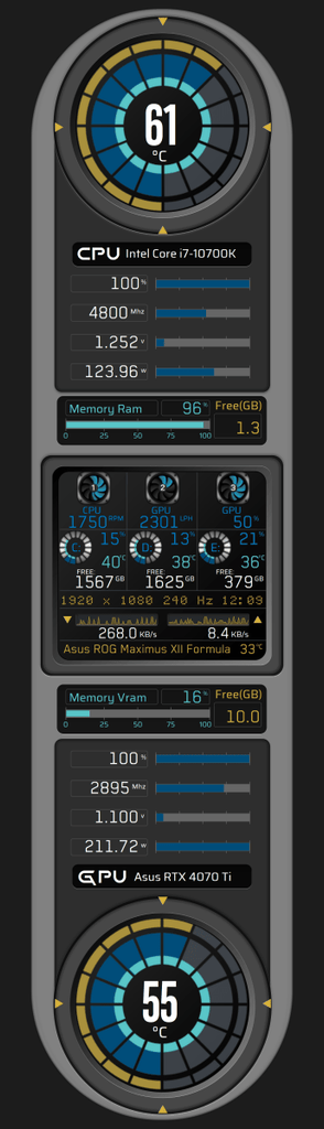 AIDA64 Skin TechFlow Monitor HUD 1100x3840 - AIDA Skins