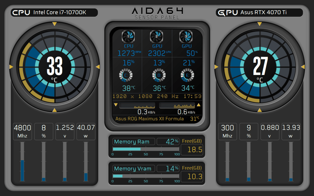 AIDA64 Skin TechFlow Monitor HUD 1280x800 - AIDA Skins