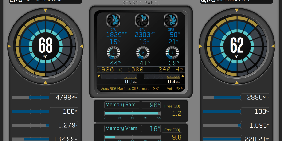 AIDA64 Skin TechFlow Monitor HUD 1920x1080 - AIDA Skins | AIDA Skins