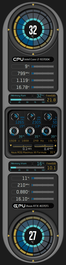 AIDA64 Skin TechFlow Monitor HUD 480x1920 - AIDA Skins