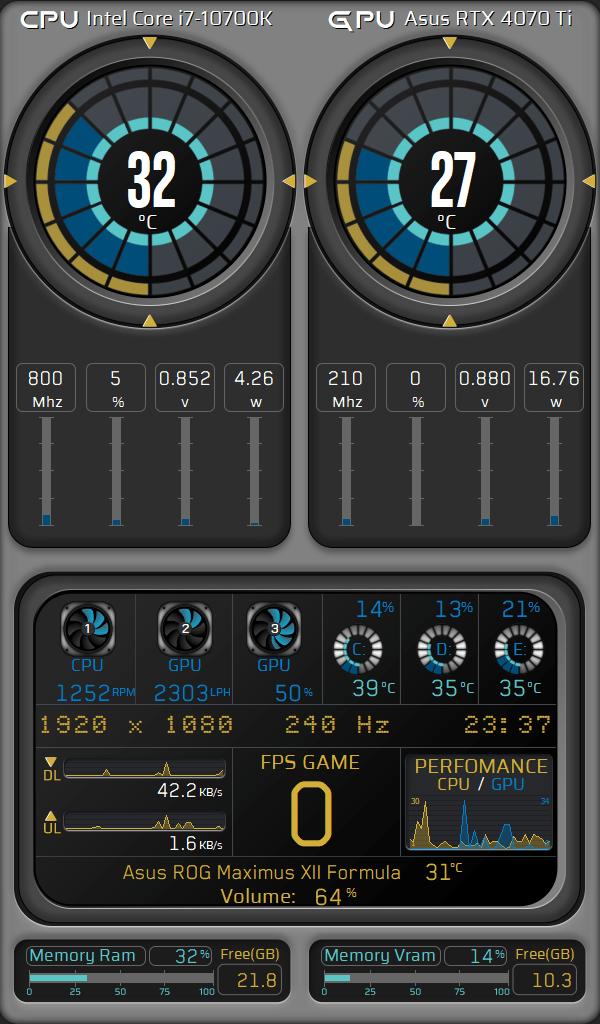 AIDA64 Skin TechFlow Monitor HUD 600x1024 - AIDA Skins