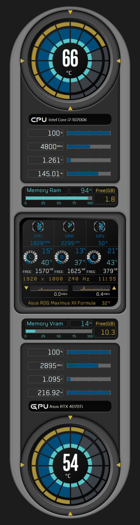 AIDA64 Skin TechFlow Monitor HUD 682x2560 - AIDA Skins