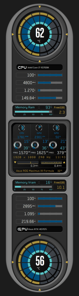 AIDA64 Skin TechFlow Monitor HUD 688x2560 - AIDA Skins