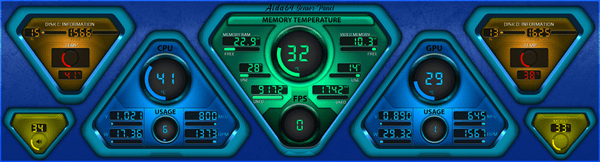 AIDA64 Skin TechPyramid HUD 2560x688 - AIDA Skins