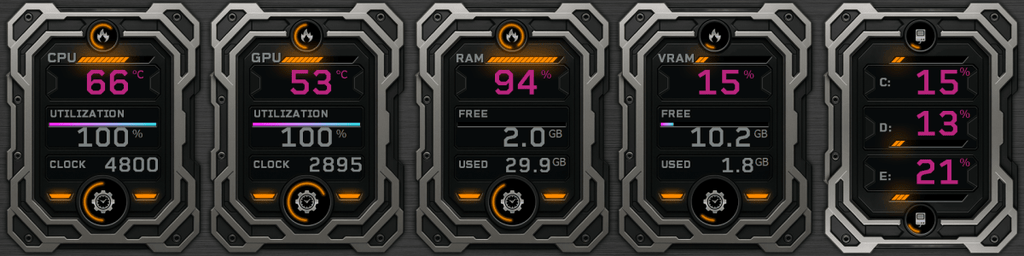AIDA64 Skin TechTitan HUD 1920x480 - AIDA Skins