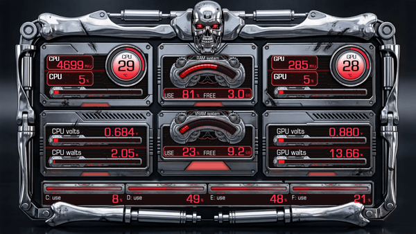 AIDA64 Skin The Terminator HUD 1920x1080 - AIDA Skins