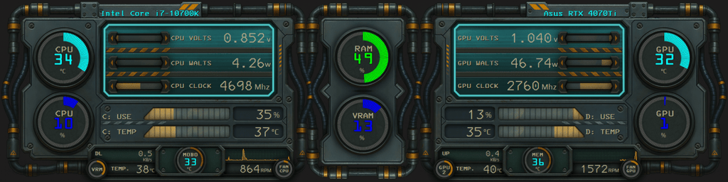 AIDA64 Skin Titan Panel HUD 1920x480 - AIDA Skins