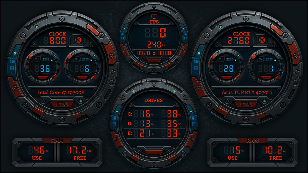 AIDA64 Skin Titanium HUD 1920x1080 - AIDA Skins