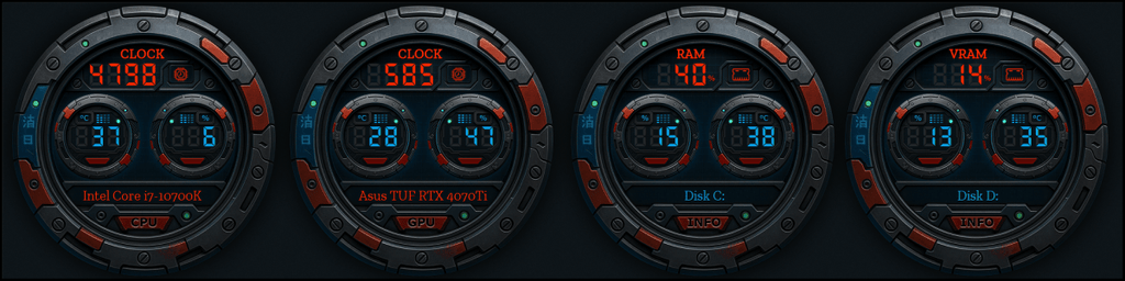 AIDA64 Skin Titanium HUD 1920x480 - AIDA Skins