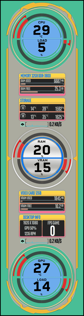 AIDA64 Skin Tri Gauge Fusion HUD 682x2560 - AIDA Skins