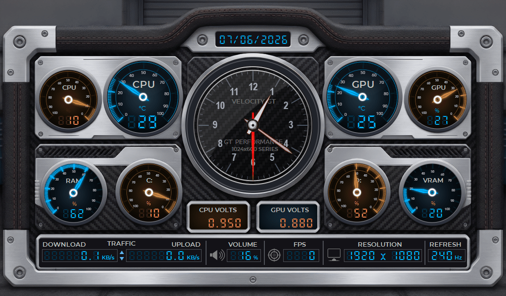 AIDA64 Skin Velocity GT HUD 1024x600 - AIDA Skins