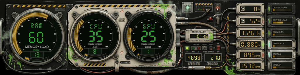 AIDA64 Skin Voltage Nexus HUD 1920x480 - AIDA Skins