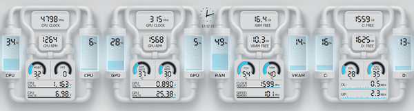 AIDA64 Skin White Coolant Drive HUD 1920x515 - AIDA Skins