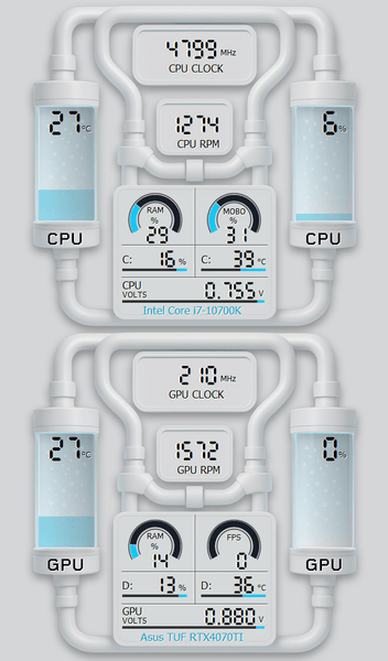AIDA64 Skin White Coolant Drive HUD 600x1024 - AIDA Skins