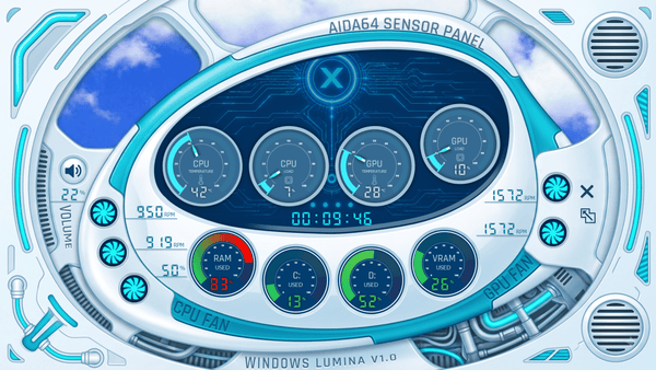 AIDA64 Skin Windows Lumina HUD 1920x1080 - AIDA Skins