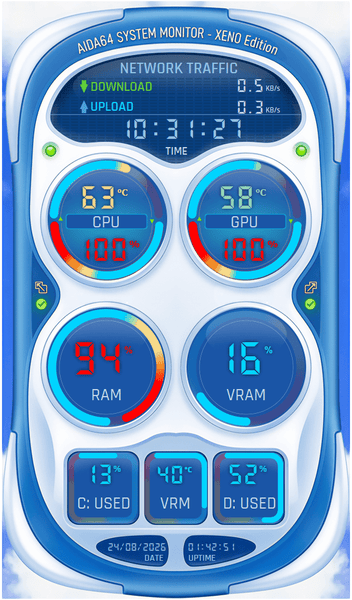 AIDA64 Skin Windows Lumina HUD 600x1024 - AIDA Skins