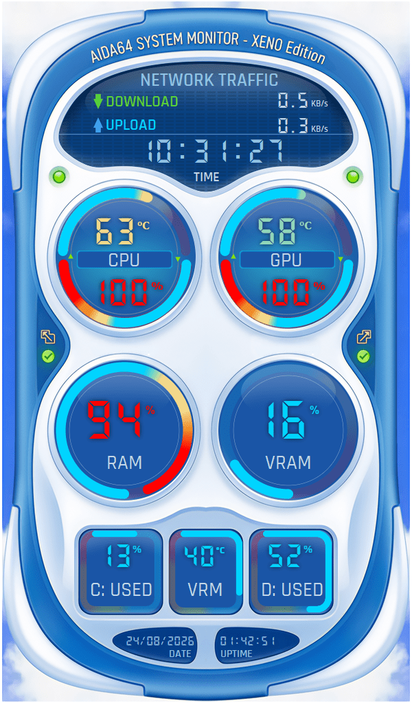 AIDA64 Skin Windows Lumina HUD 600x1024 - AIDA Skins