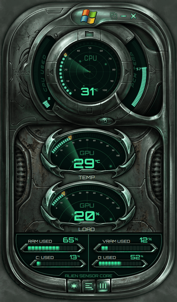 AIDA64 Skin Xeno Terminal HUD 600x1024 - AIDA Skins