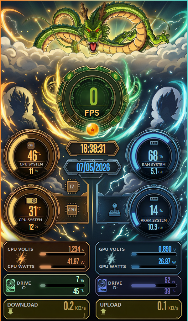 AIDA64 Skin Zenkai Interface HUD 600x1024 - AIDA Skins