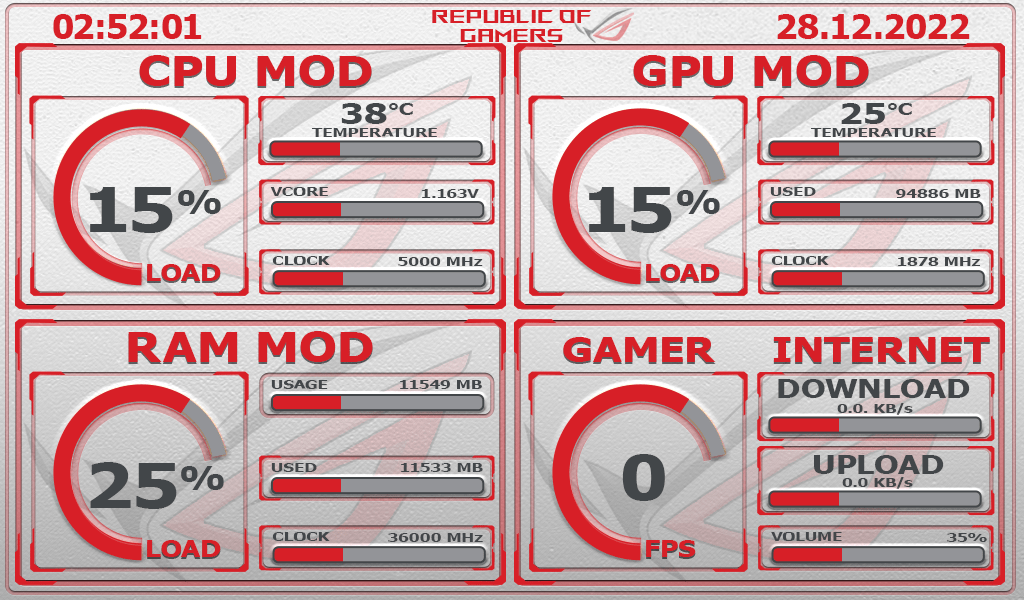 AIDA64 Skin Asus Rog HUD 1024x600 - AIDA Skins | AIDA Skins