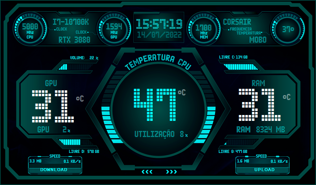 人気商品ランキング Blocks Tech Blue Skin AIDA64 HUD Skins AIDA - 1024x600 ロールプレイング